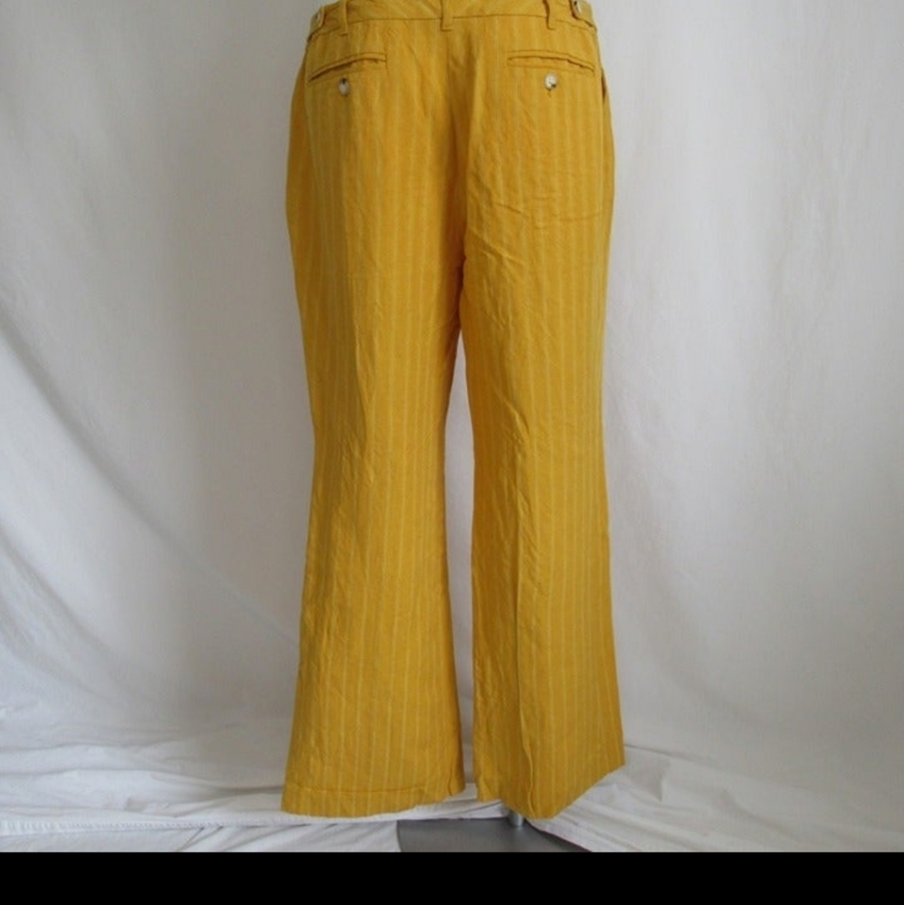 Michael Kors Yellow Stripe Leg Linen Pants 32" Women's